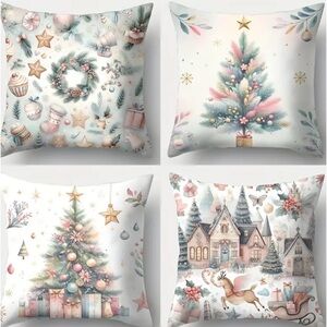 🎄 NIP 4/pc/set Pillow Covers Vintage Christmas PILLOW COVERS ONLY 🎄